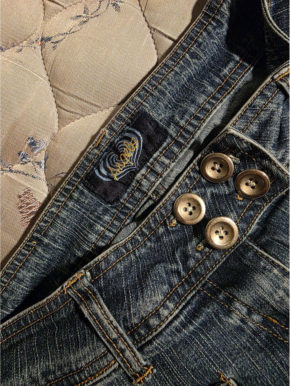 Angels Jeans Women’s Y2K Wide Leg Flare Jeans 4 Button Low Rise Light Wash Denim